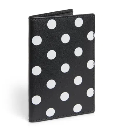 Comme Des Garçons Leather Polka-dot Card Holder In Black