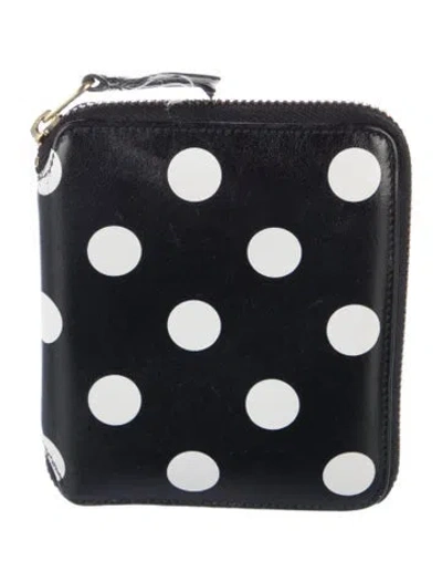 Pre-owned Comme Des Garçons Leather Polka Dot Print Compact Wallet In Black