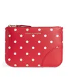Comme Des Garçons Logo Detail Flat Leather Pouch In Red