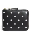 Comme Des Garçons Leather Polka-dot Zipped Wallet In Black