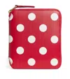 Comme Des Garçons Leather Polka-dot Zipped Wallet In Red