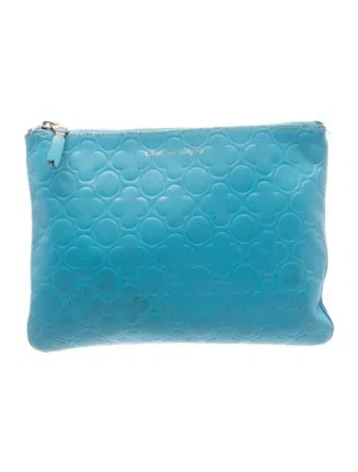 Pre-owned Comme Des Garçons Leather Portfolio In Blue