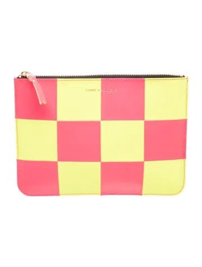 Pre-owned Comme Des Garçons Leather Portfolio In Pink