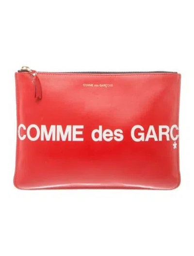 Pre-owned Comme Des Garçons Leather Portfolio In Red