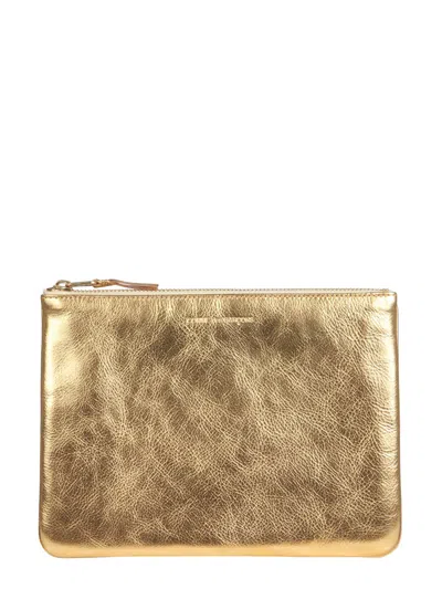 Comme Des Garçons Leather Pouch In Gold