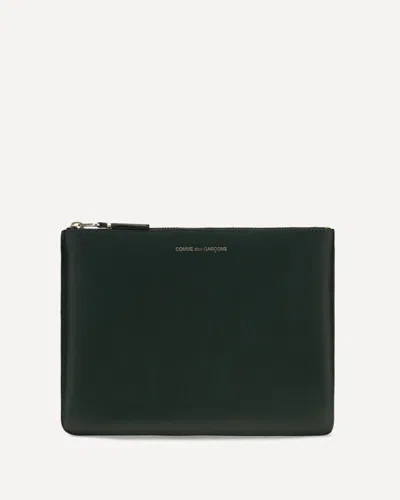 Comme Des Garçons Leather Pouch Bag In Green