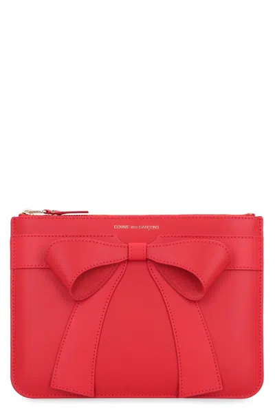 Comme Des Garçons Leather Pouch In Red