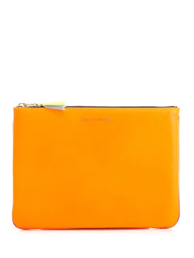 Comme Des Garçons Leather Pouch In White