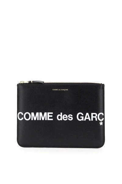 Comme Des Garçons Leather Pouch With Logo In Black