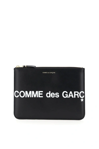 Comme Des Garçons Leather Pouch With Logo In Black (black)