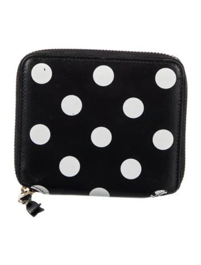 Pre-owned Comme Des Garçons Leather Printed Bifold Wallet In Black