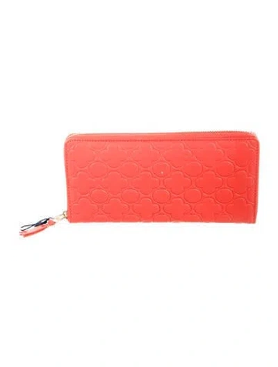 Pre-owned Comme Des Garçons Leather Printed Continental Wallet In Red