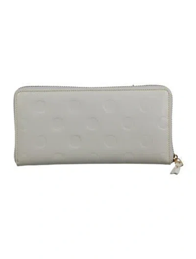 Pre-owned Comme Des Garçons Leather Printed Continental Wallet In White