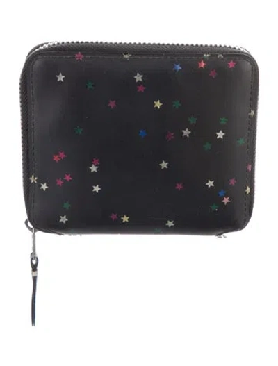 Pre-owned Comme Des Garçons Leather Printed Wallet In Black
