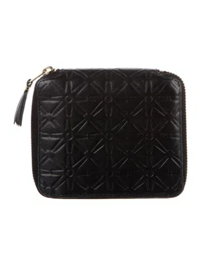 Pre-owned Comme Des Garçons Leather Printed Wallet In Black