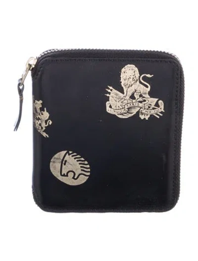 Pre-owned Comme Des Garçons Leather Printed Wallet In Black