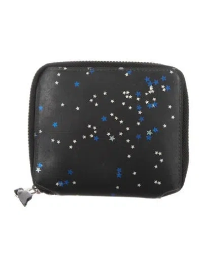Pre-owned Comme Des Garçons Leather Printed Wallet In Black