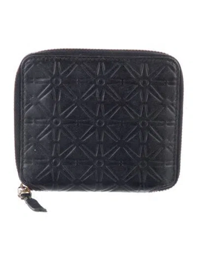 Pre-owned Comme Des Garçons Leather Printed Wallet In Black