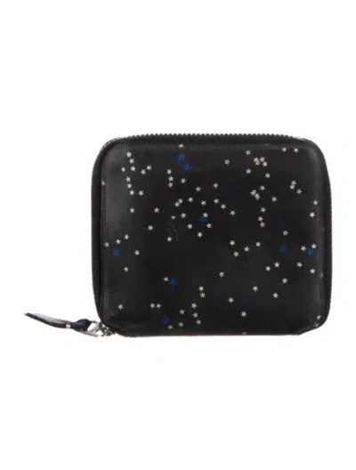 Pre-owned Comme Des Garçons Leather Printed Wallet In Black