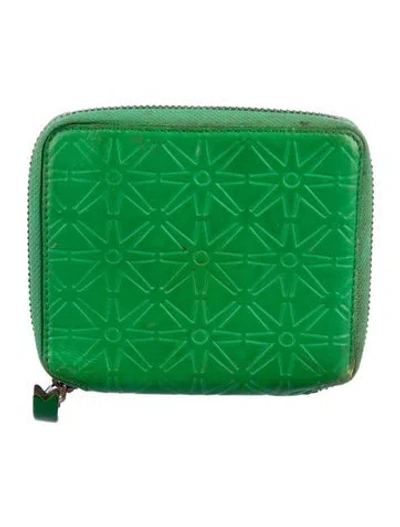 Pre-owned Comme Des Garçons Leather Printed Wallet In Green