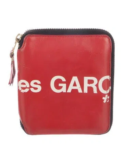 Pre-owned Comme Des Garçons Leather Printed Wallet In Red