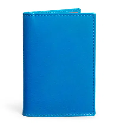 Comme Des Garçons Leather Super Fluo Cardholder In Blue