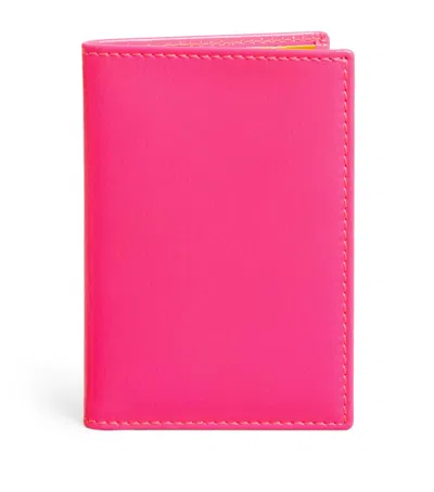 Comme Des Garçons Leather Super Fluo Cardholder In Pink