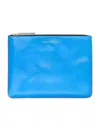 Comme Des Garçons Leather Super Fluo Pouch In Blue