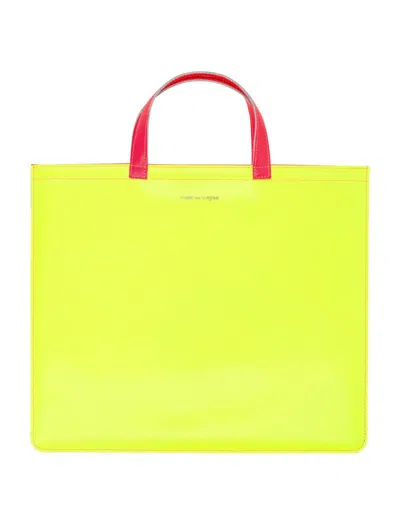 Comme Des Garçons Leather Super Fluo Tote Bag In Orange