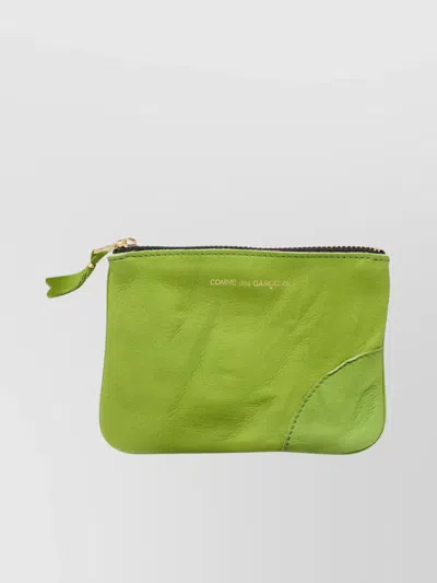 Comme Des Garçons Leather Textured Card Holder In Green