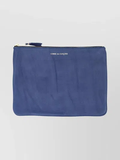 Comme Des Garçons Leather Textured Clutch Bag In Blue