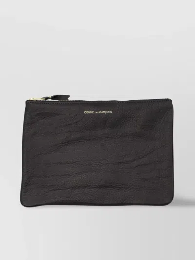 Comme Des Garçons Leather Textured Clutch Bag In Black