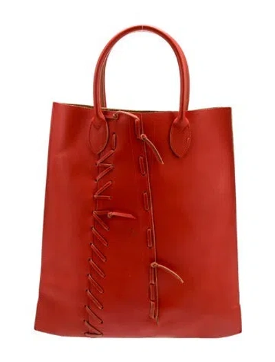 Pre-owned Comme Des Garçons Leather Tote Vintage In Red