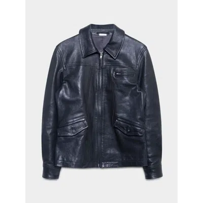 Pre-owned Comme Des Garçons Leather Trucker Jacket In Black