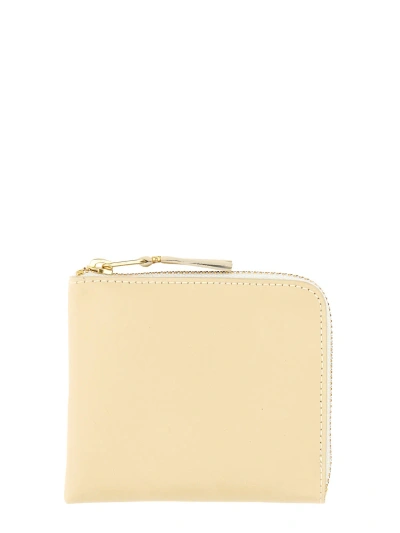 Comme Des Garçons Leather Wallet In Beige