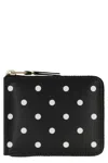 Comme Des Garçons Polka Dot Zip-around Wallet In Black