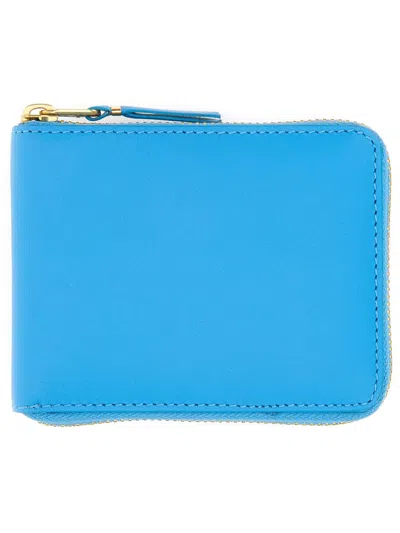 Comme Des Garçons Leather Wallet In Blue