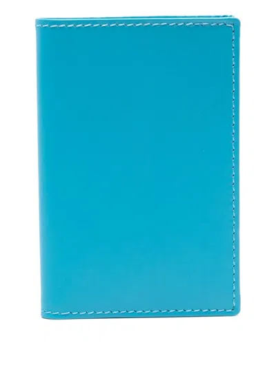Comme Des Garçons Leather Wallet In Blue