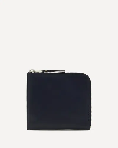 Comme Des Garçons Wallet Leather Zipped Pouch In Blue