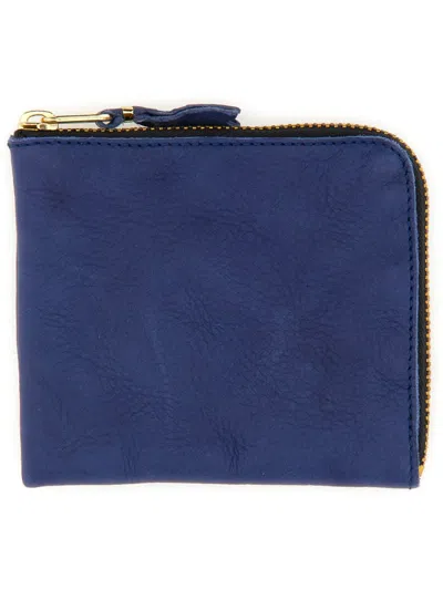 Comme Des Garçons Leather Wallet In Blue