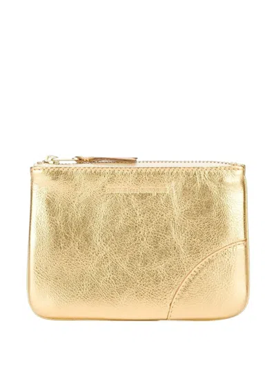 Comme Des Garçons Leather Wallet In Gold