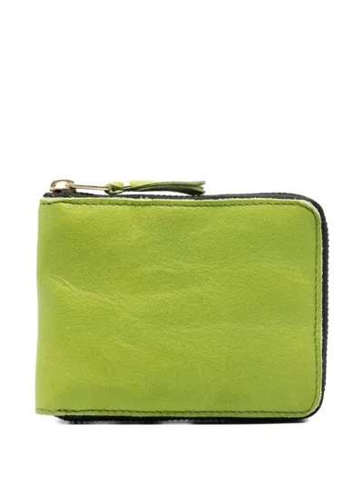 Comme Des Garçons Leather Wallet In Green