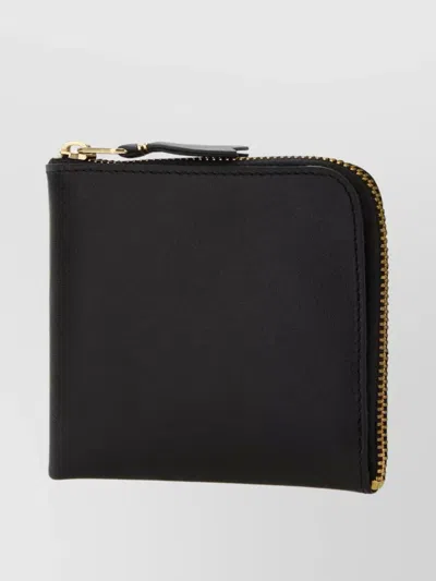 Comme Des Garçons Leather Wallet Hardware Gold Textured In Black