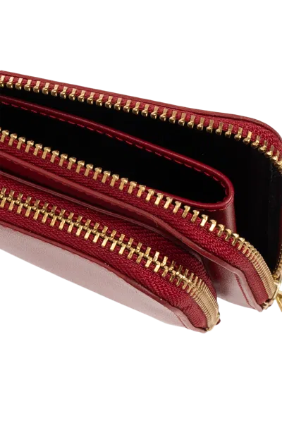 Comme Des Garçons Leather Wallet In Red