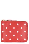 Comme Des Garçons Dot Printed Leather Zip Around Wallet In Red