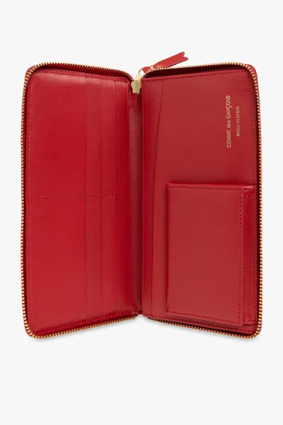 Comme Des Garçons Leather Wallet In Red