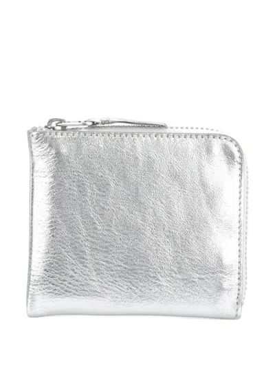 Comme Des Garçons Leather Wallet In Silver