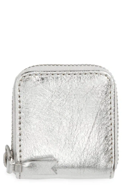 Comme Des Garçons Leather Wallet In Silver