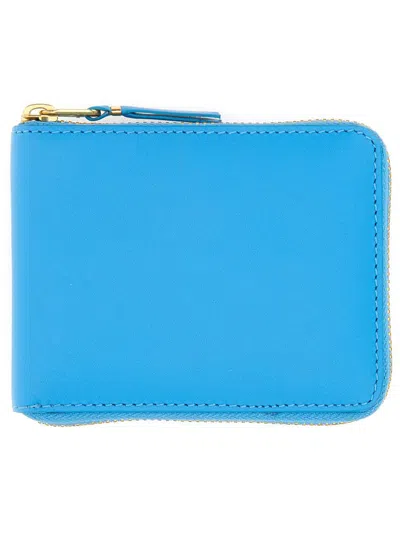 Comme Des Garçons Leather Wallet Unisex In Blue