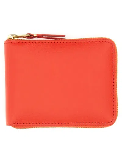 Comme Des Garçons Leather Wallet Unisex In Orange